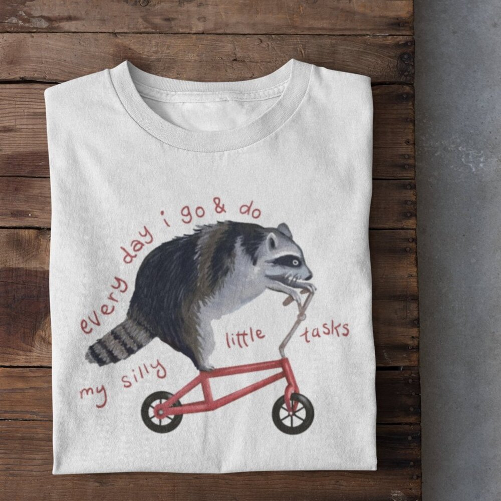 Funny Cat On Bicycle T-Shirt, Retro Cartoon Shirt